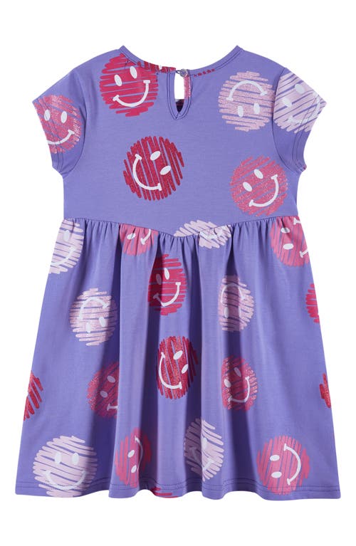 Andy & Evan Kids' Smiley Print Jersey Dress In Purple/pink