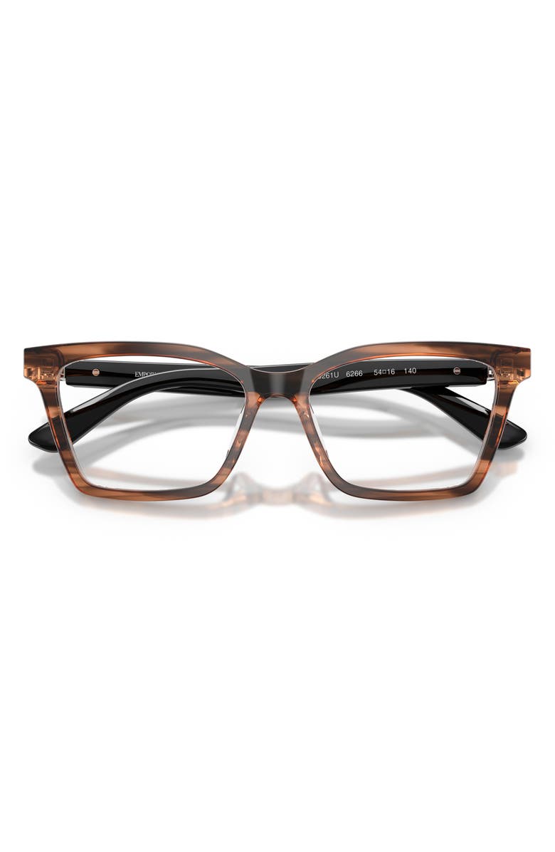 Emporio Armani 52mm Butterfly Optical Glasses, Alternate, color, Striped Brown / Demo Lens