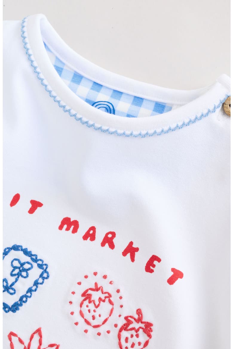Kids' Fruit Market Embroidered T-Shirt & Gingham Shorts Set, Alternate, color, WHITE/BLUE