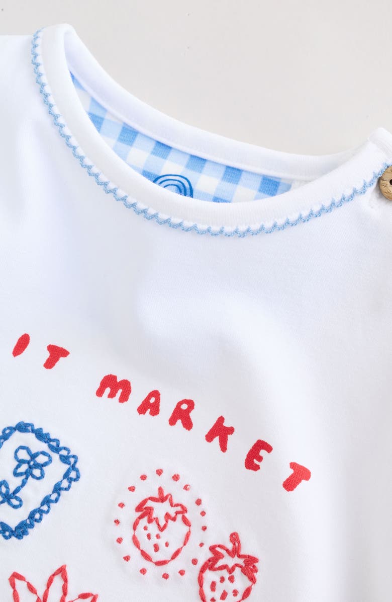 NEXT Kids' Fruit Market Embroidered T-Shirt & Gingham Shorts Set, Alternate, color, White/Blue