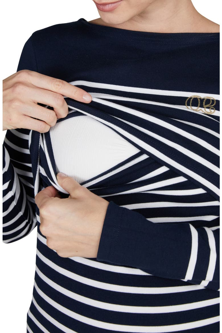 Benodet Maternity and nursing sailor shirt, Alternate, color, MARINE/ WHITE