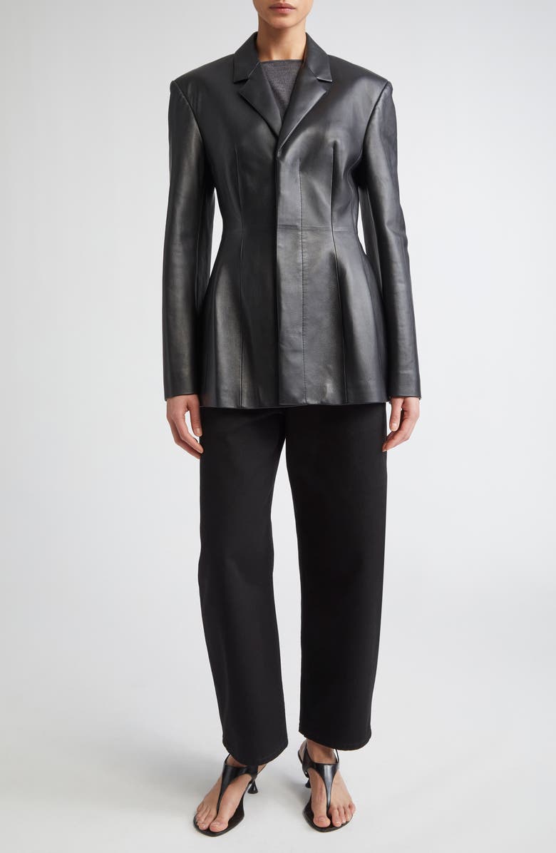 FFORME Dakota Molded Leather Blazer, Alternate, color, Black