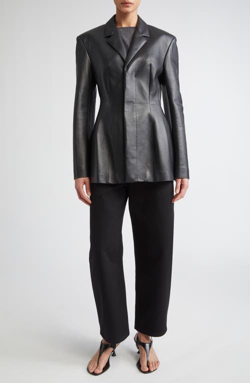 Fforme Dakota Molded Leather Blazer In Black