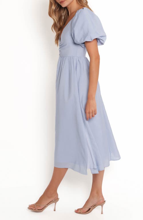 Petal And Pup Petal & Pup Charley Puff Sleeve Poplin Midi Dress In Blue