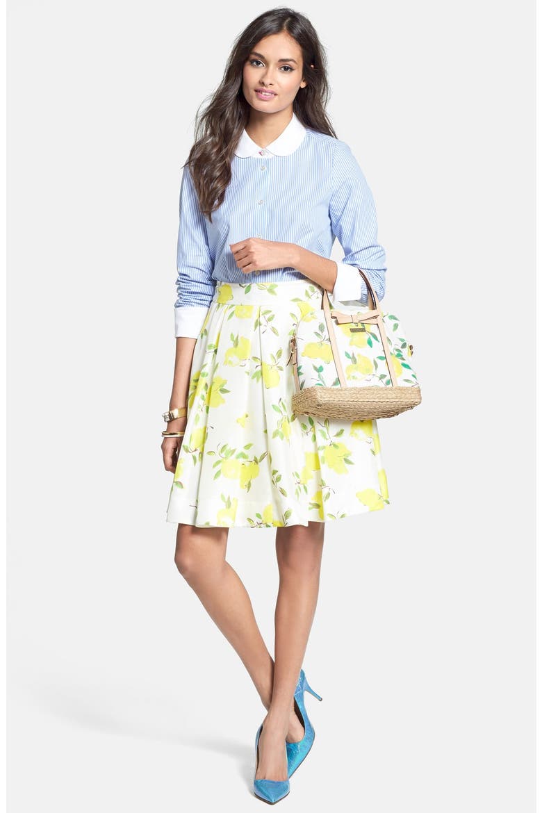 'owen' print silk skirt, Alternate, color, LEMON