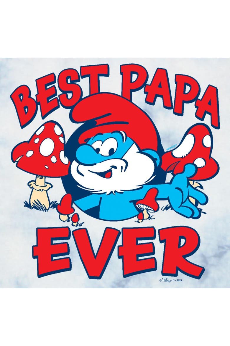Men's The Smurfs Best Papa Ever  Graphic T-Shirt, Alternate, color, White/Blue