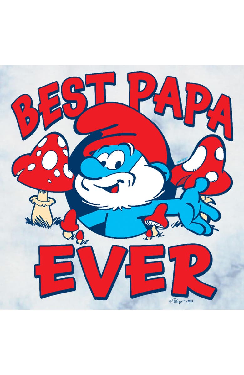 The Smurfs Men's The Smurfs Best Papa Ever Graphic T-Shirt, Alternate, color, White/Blue