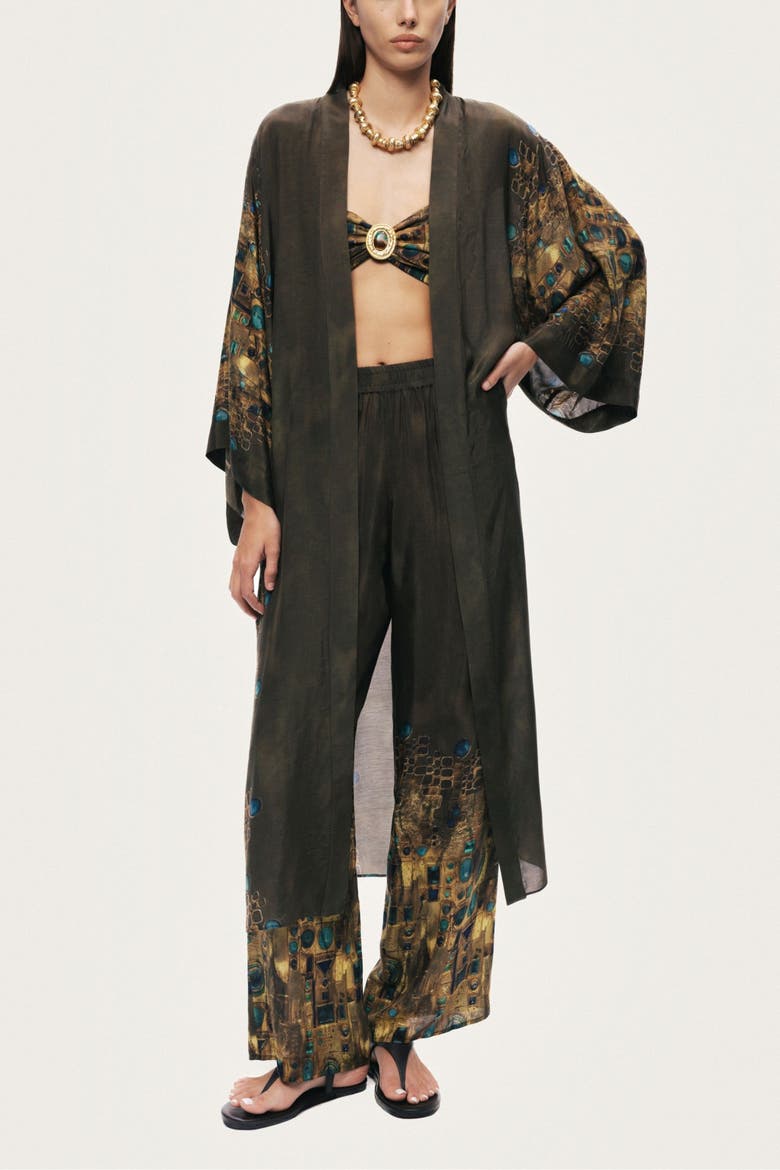 Printed Long Robe, Alternate, color, Multi-Colored