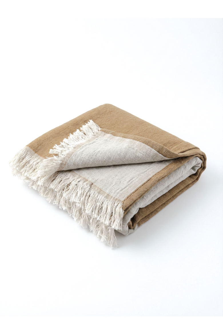 Reversible Linen Fringe Throw, Alternate, color, Rustic Orange