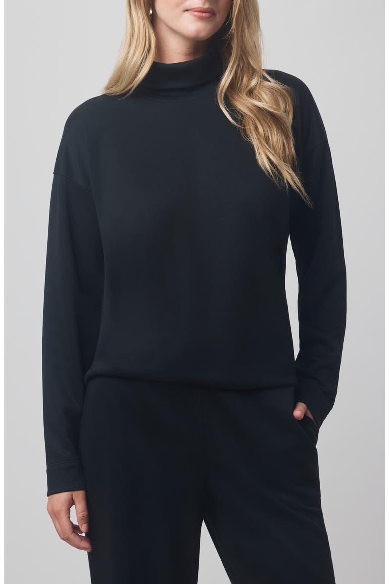 x @cellajaneblog Interlock Turtleneck Sweatshirt, Main, color, BLACK