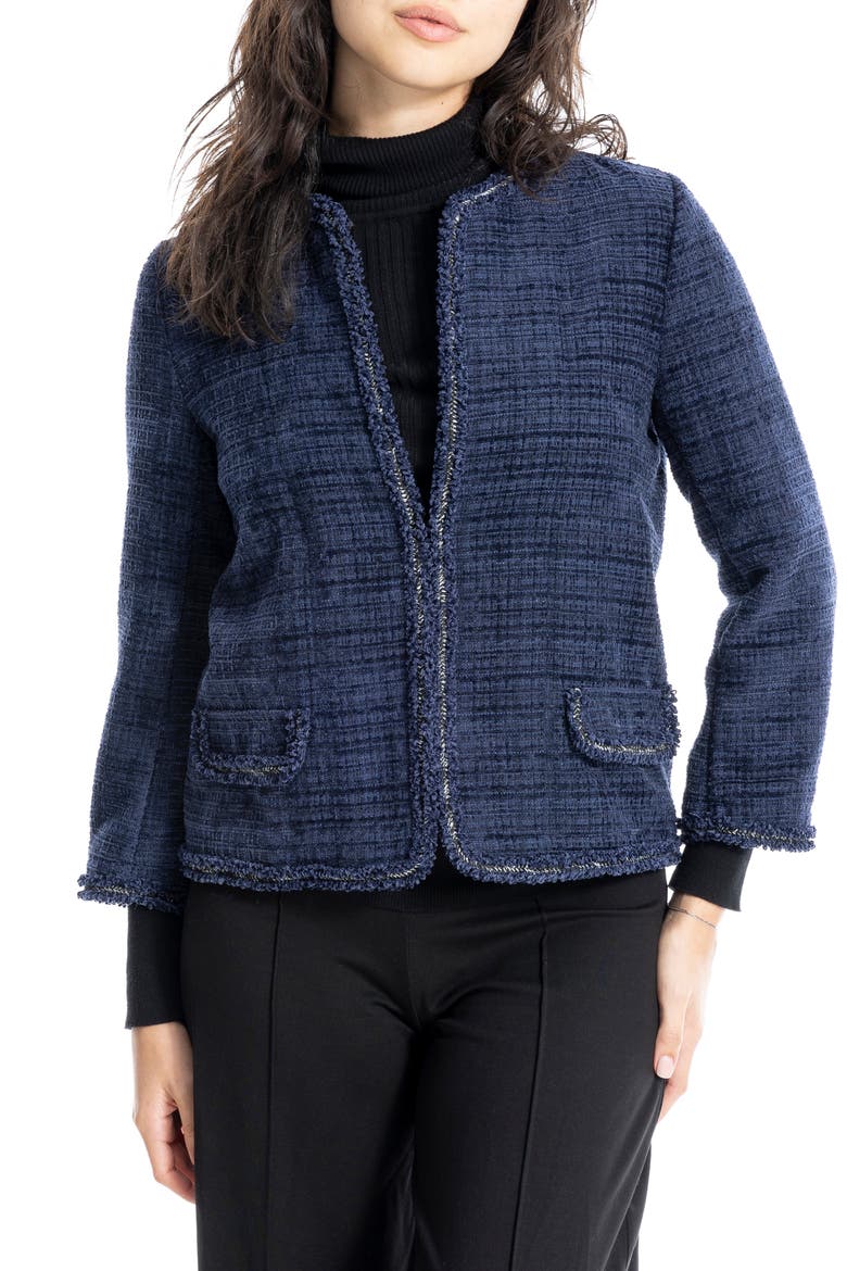 Frayed Edge Knit Jacket, Alternate, color, NAVY TWEED