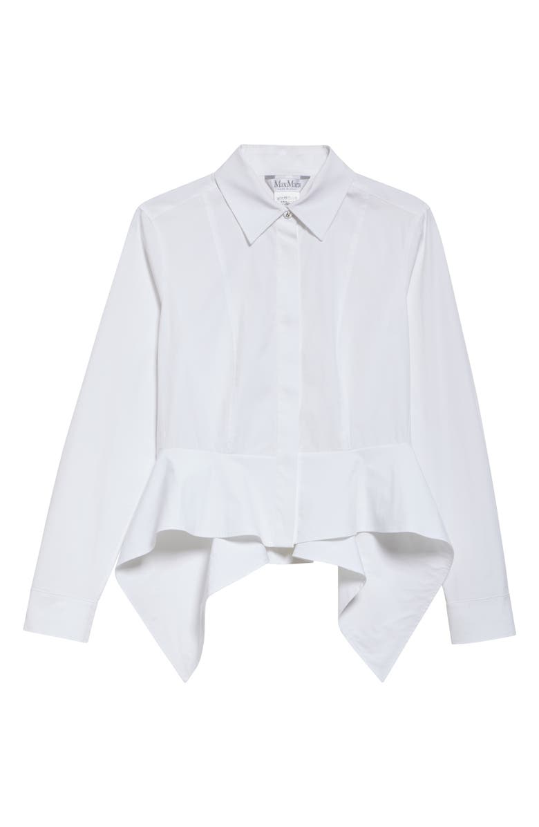 Max Mara Gamma Stretch Cotton Peplum Shirt, Alternate, color, Optical White