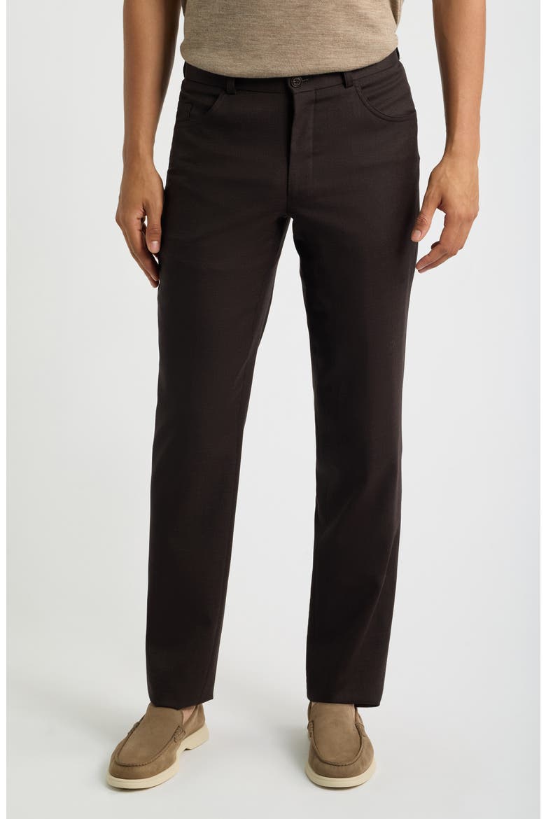 Wool Melange Stretch Pants, Main, color, BROWN