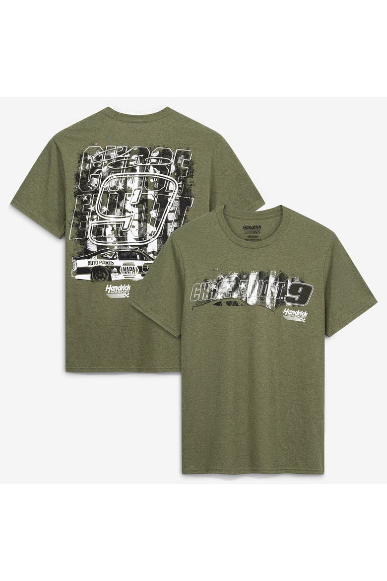 Men's Hendrick Motorsports Team Collection  Hunter Green Chase Elliott #9 NAPA Military Green Tri-Blend T-Shirt, Main, color, Hunter Green