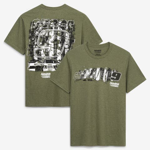 Men's Hendrick Motorsports Team Collection  Hunter Green Chase Elliott #9 NAPA Military Green Tri-Blend T-Shirt