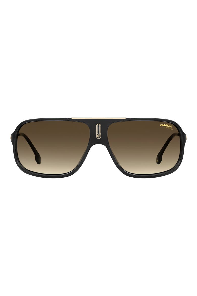 64mm Polarized Rectangle Sunglasses, Main, color, BLACK/ BROWN GRADIENT