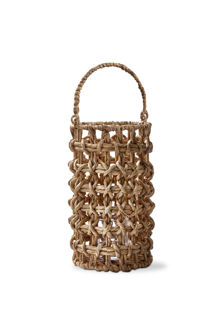 Natural Water Hyacinth Lantern Candle Holder for Pillars, Main, color, Beige