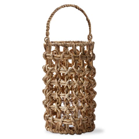 Natural Water Hyacinth Lantern Candle Holder for Pillars