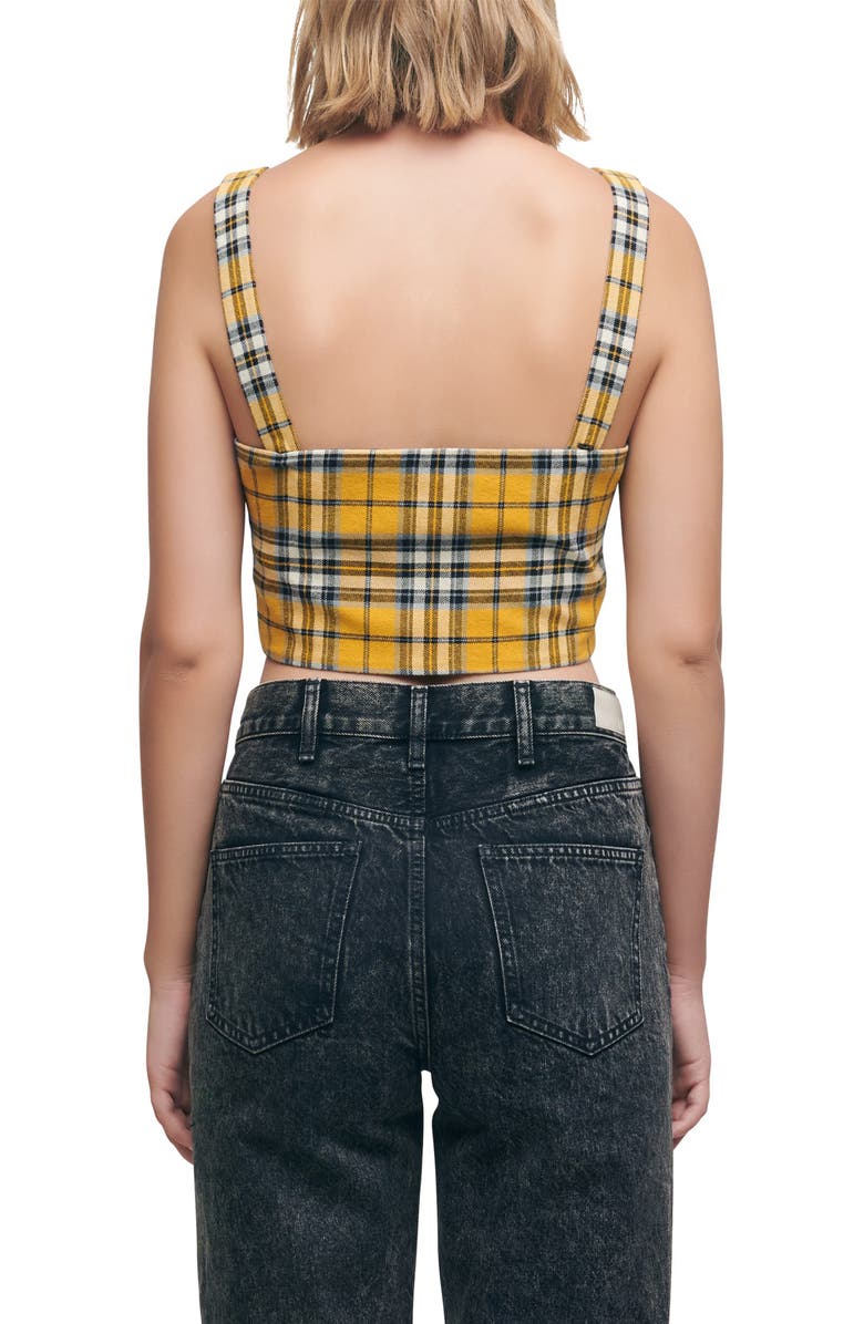 maje Loris Plaid Crop Top, Alternate, color, Jaune