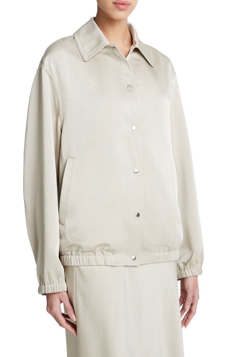 Vince Satin Bomber Jacket, Alternate, color, Lt Sepia