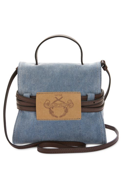 Moschino Top Handle Shoulder Bag With Detachable Belt In Blue