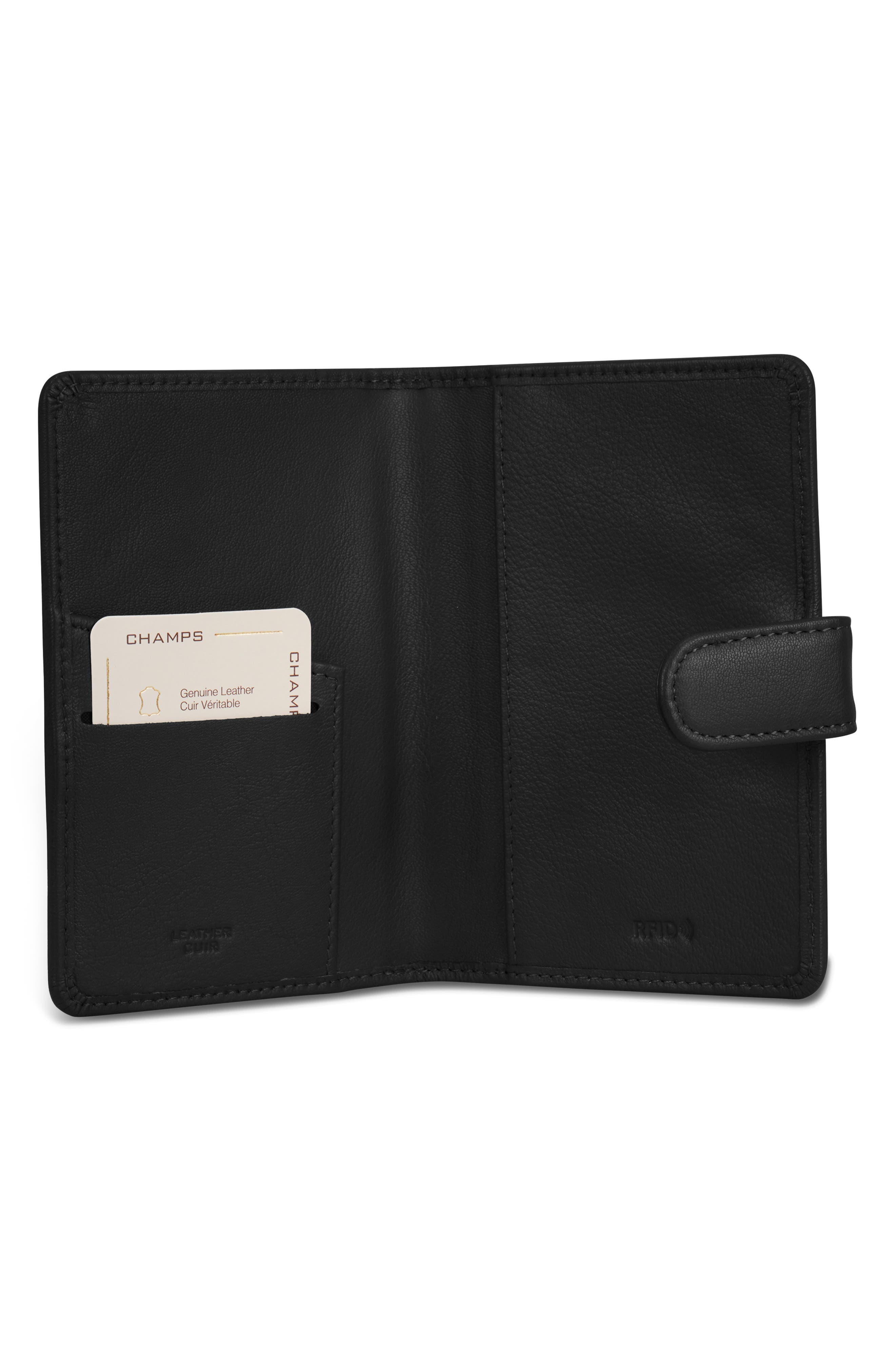 CHAMPS Leather Passport Case, Alternate, color, Black