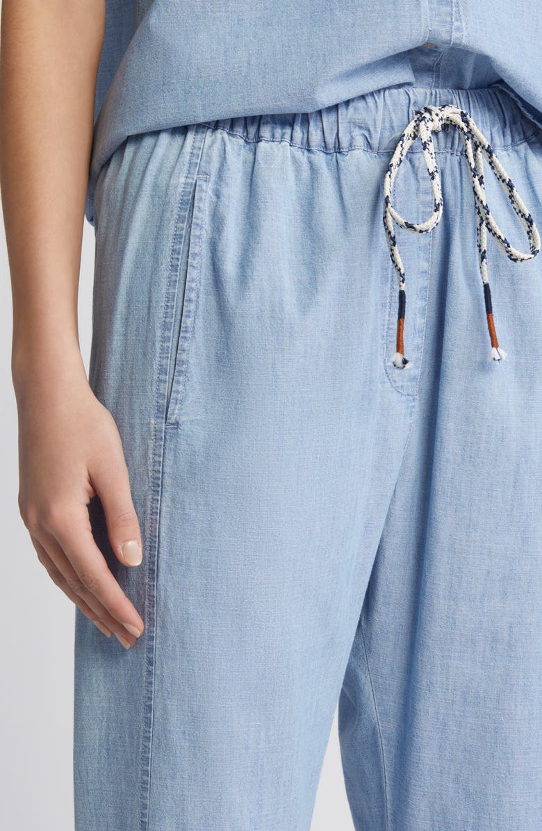 XÍRENA Draper Drawstring Waist Chambray Crop Pants, Alternate, color, 