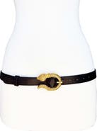 Raina Belts Round Mini Snake Buckle Leather Belt