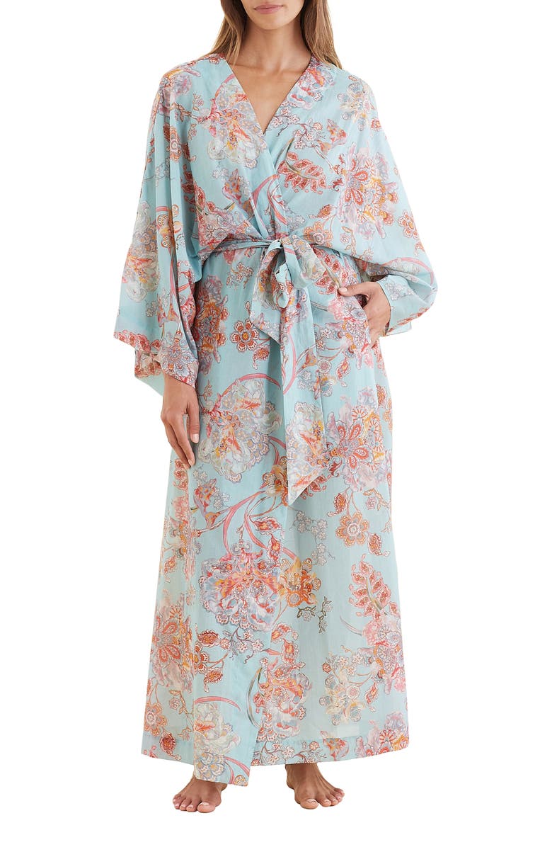 Papinelle Coco Floral Cotton & Silk Robe, Main, color, 