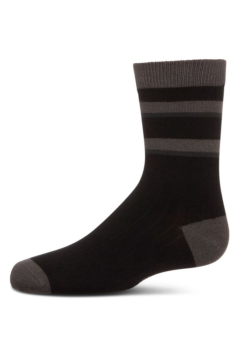 Tonal Stripe Rich Crew Sock, Main, color, Black
