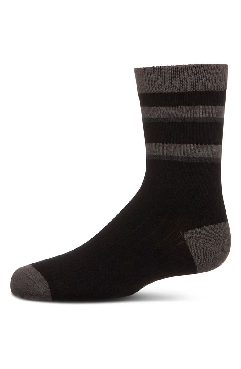 MeMoi Tonal Stripe Rich Crew Sock, Main, color, Black