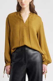 Nordstrom Long Sleeve Tie Neck Shirt