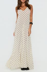 Princess Polly Loulah Polka Dot Chiffon Maxi Dress