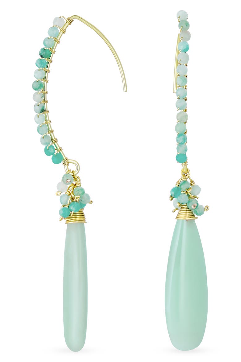 Cluster Teardrop Earrings, Main, color, GREEN