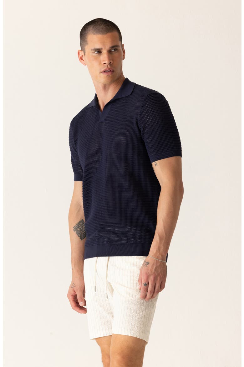 Modern Open Knit Polo, Alternate, color, MIDNIGHT