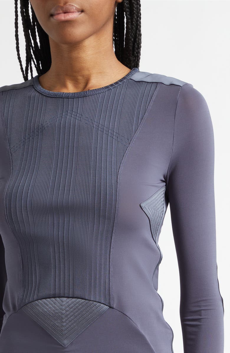 Jean Paul Gaultier Jersey & Rib Long Sleeve Top, Alternate, color, Petrol