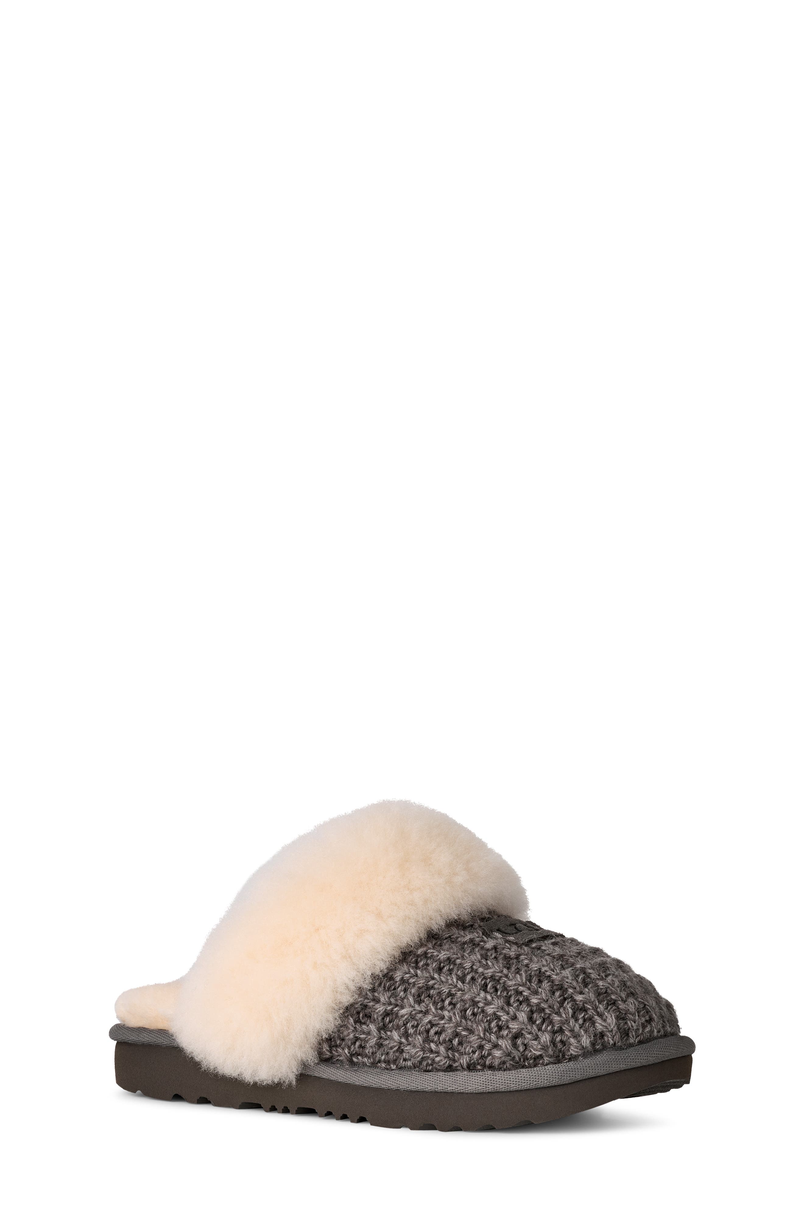 UGG<sup>®</sup> Kids' Cozy Knit II UGGplush<sup>™</sup> & Genuine Shearling Trim Slipper, Main, color, Charcoal