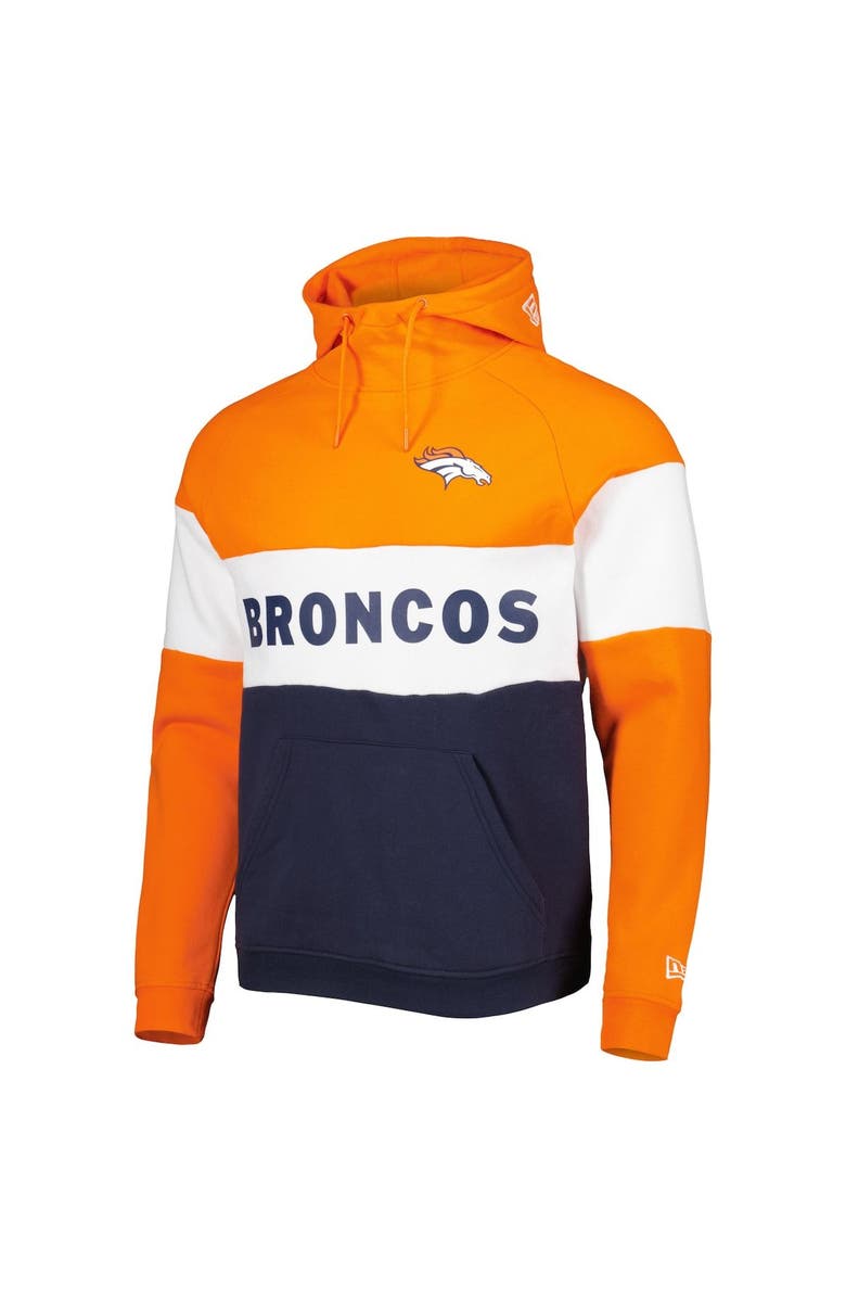 New Era Men's New Era Navy Denver Broncos Colorblock Current Pullover Hoodie, Alternate, color, 