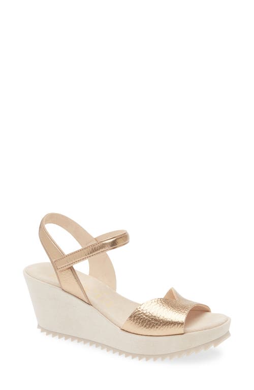 Pedro Garcia Fantina Platform Wedge Sandal In Cava Cervo Lame