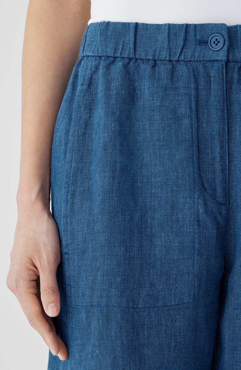 Eileen Fisher Organic Linen Ankle Wide Leg Pants, Alternate, color, Atlantis