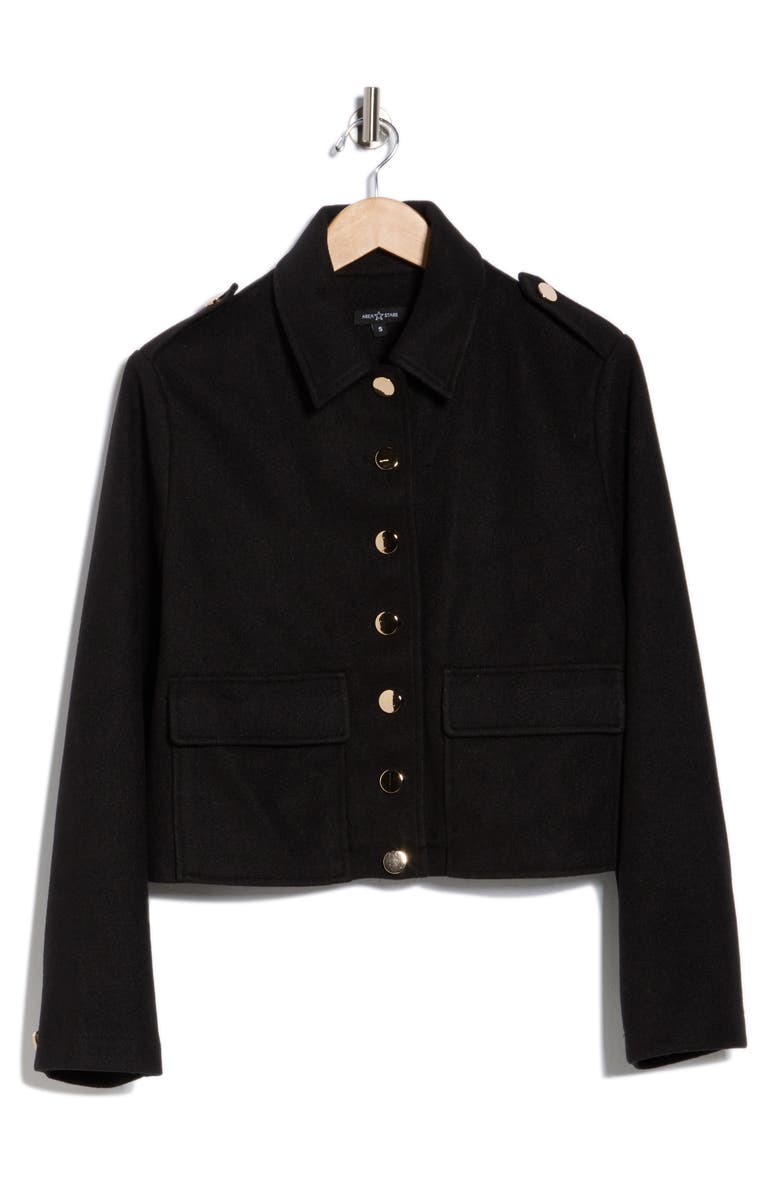 AREA STARS Halo Felted Crop Shirt Jacket, Alternate, color, Black