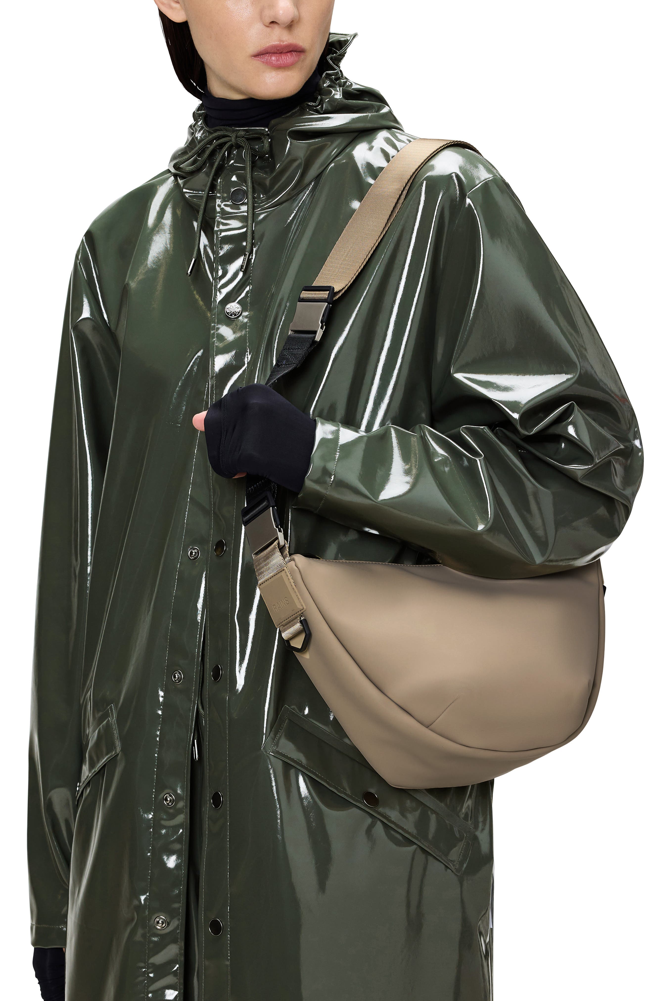 Rains Valera Waterproof Shoulder Bag, Alternate, color, Beige