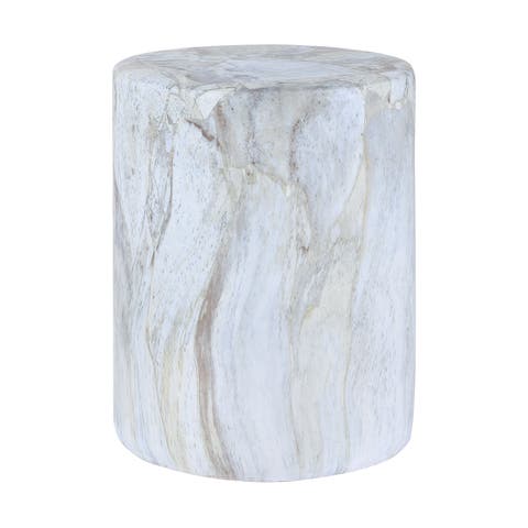 Troy 16" Modern Minimalist Faux Marble Column Indoor/Outdoor Accent Table