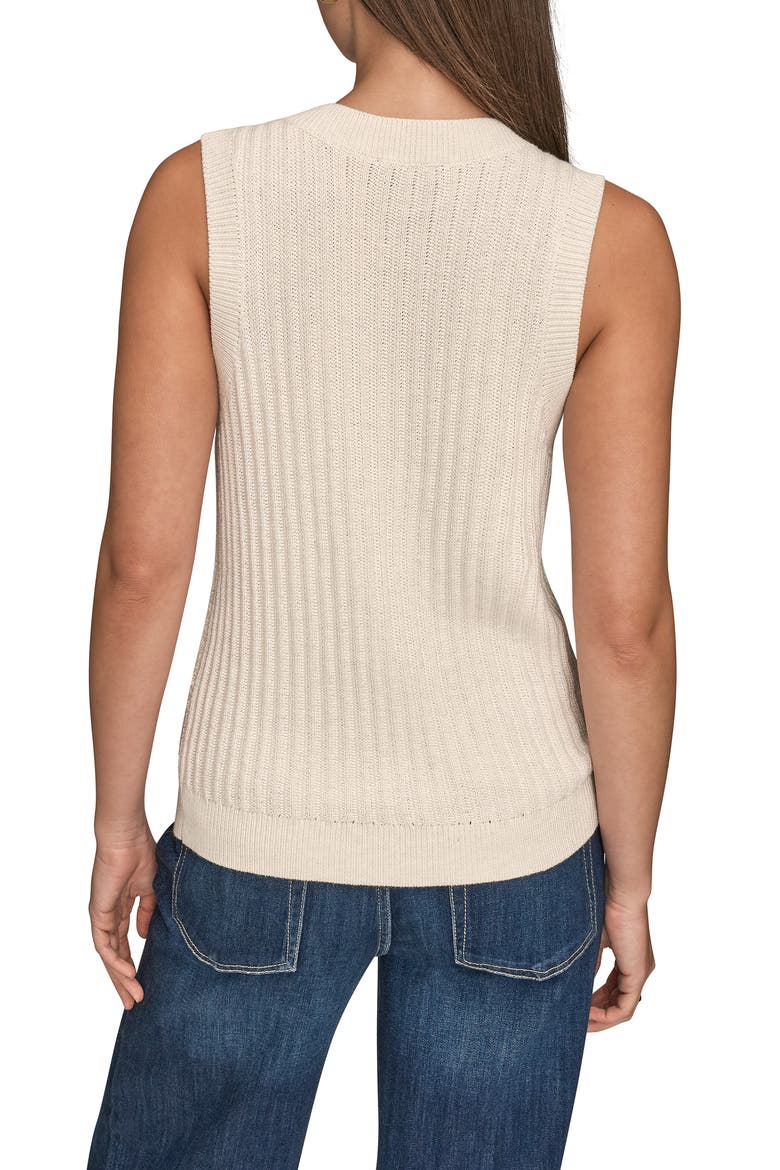 V-Neck Sweater Tank, Alternate, color, CREAM/ SILVER