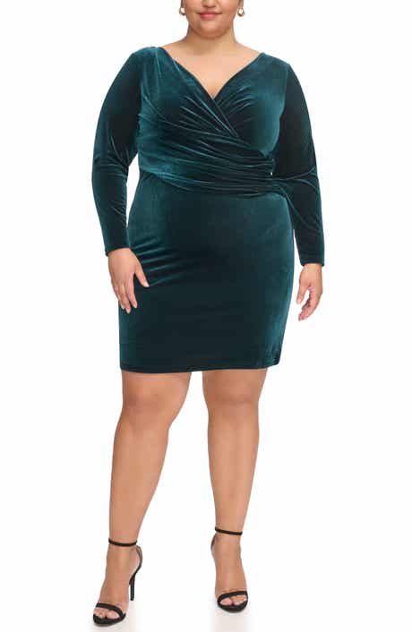 Velvet Long Sleeve Ruched Sheath Dress