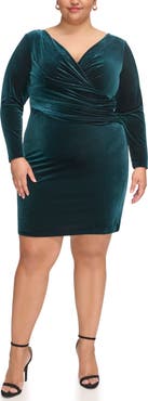 Eliza J Velvet Long Sleeve Ruched Sheath Dress