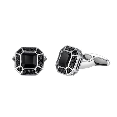 Daimyo 2.98CT Round Black Spinel Cufflinks 925 Silver