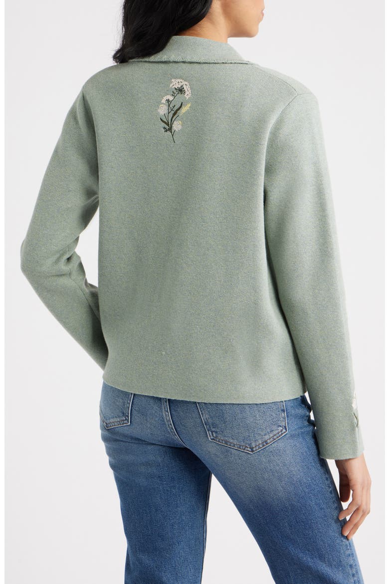 Souvenir Floral Button Front Cardigan, Alternate, color, SEAFOAM HEATHER