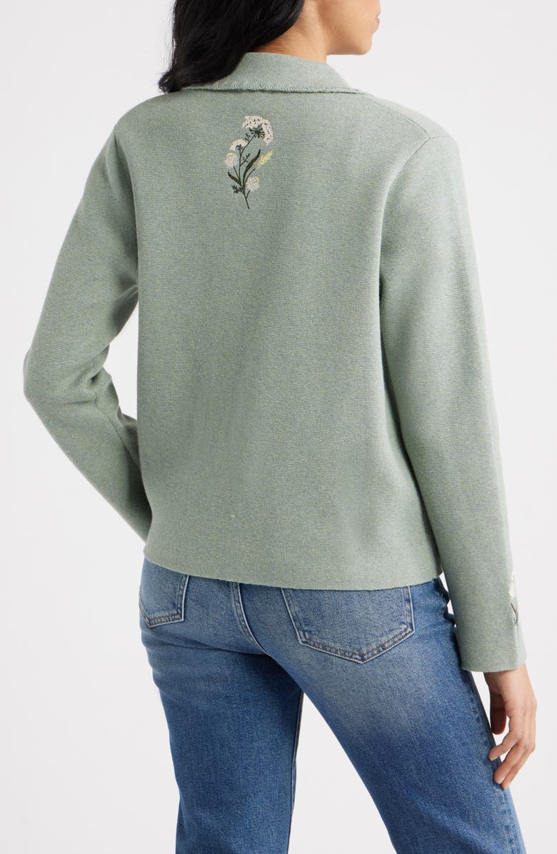 Pendleton Souvenir Floral Button Front Cardigan, Alternate, color, Seafoam Heather