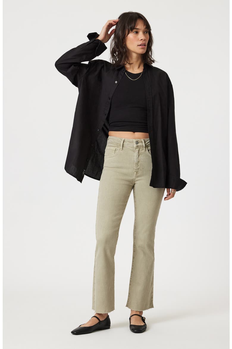 Anika High Waist Raw Hem Crop Flare Jeans, Alternate, color, GREEN FLEX BLUE